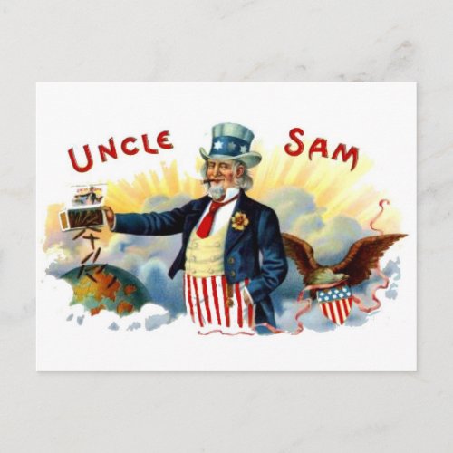 Vintage Uncle Sam Cigar Box Label July 4th Postcard