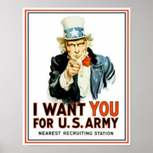 Vintage Uncle Sam I Want You Army Poster