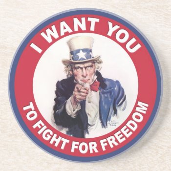 Vintage Uncle Sam I Want You Sandstone Coaster by My2Cents at Zazzle