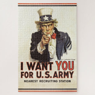 Vintage Uncle Sam I Want You WWI Propaganda USA Jigsaw Puzzle