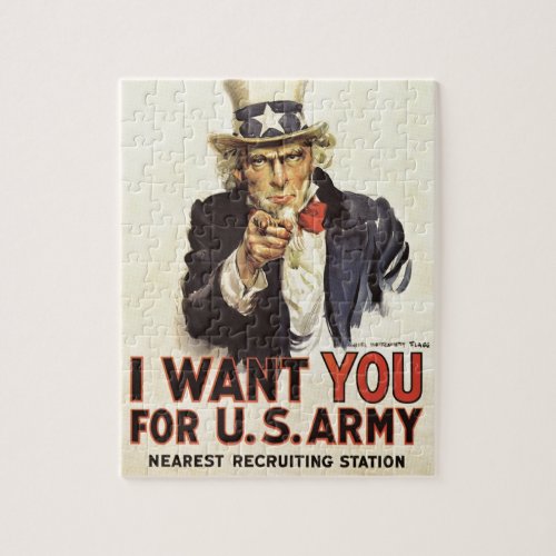Vintage Uncle Sam I Want You WWI Propaganda USA Jigsaw Puzzle