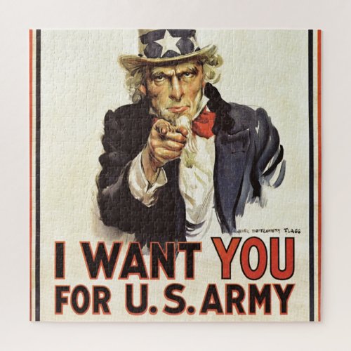 Vintage Uncle Sam I Want You WWI Propaganda USA Jigsaw Puzzle