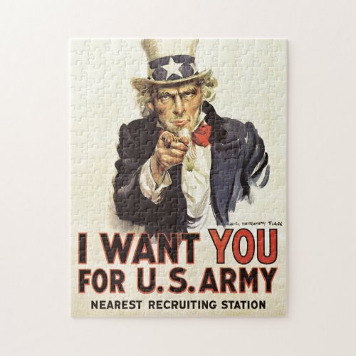 Vintage Uncle Sam I Want You WWI Propaganda USA Jigsaw Puzzle