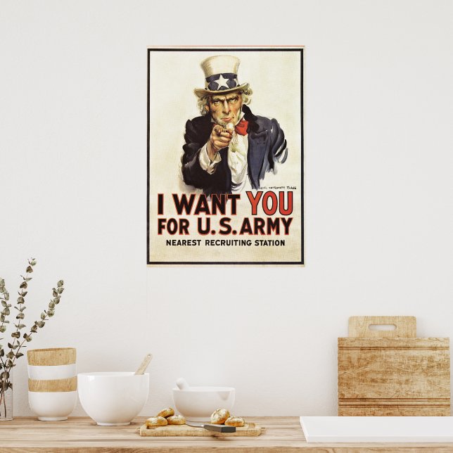 Vintage Uncle Sam I Want You WWI Propaganda USA Poster | Zazzle