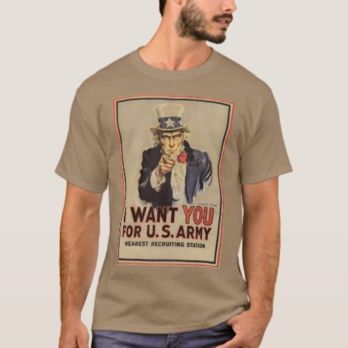 Vintage Uncle Sam I Want You WWI Propaganda USA T_Shirt