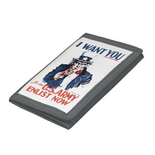 Vintage Uncle Sam Sign Tri-fold Wallet