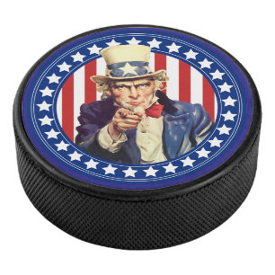 Vintage Uncle Sam Stars and Stripes Hockey Puck