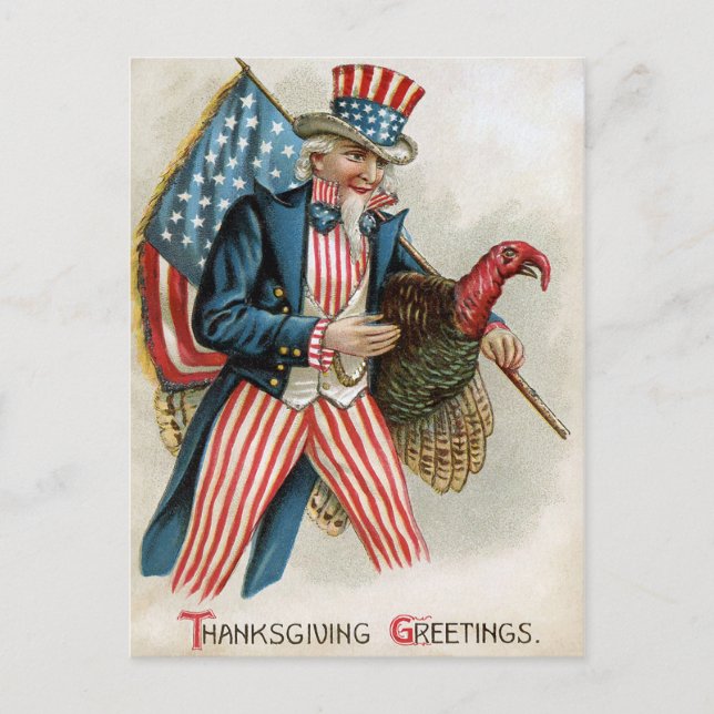 Vintage Uncle Sam Thanksgiving Postcard (Front)