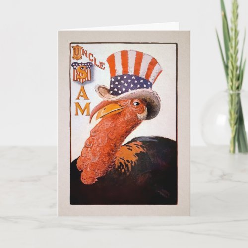 Vintage Uncle Sam Turkey Thanksgiving Card