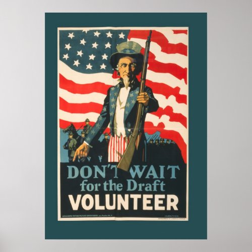 Vintage Uncle Sam Volunteer War Poster