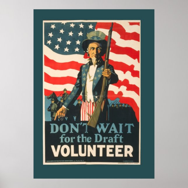 Vintage Uncle Sam Volunteer War Poster (Front)