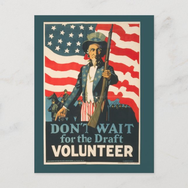 Vintage Uncle Sam War Postcard (Front)