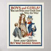 10 Vintage Uncle Sam Postage Stamps WWI Era Patriotic Poster