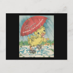 Vintage Under The Weather Duck Postcard