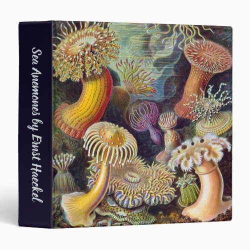 Vintage Underwater Sea Anemones by Ernst Haeckel 3 Ring Binder