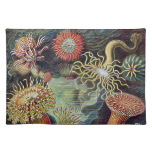 Vintage Underwater Sea Anemones by Ernst Haeckel Cloth Placemat