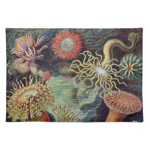 Vintage Underwater Sea Anemones by Ernst Haeckel Cloth Placemat