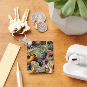 Vintage Underwater Sea Anemones by Ernst Haeckel Keychain