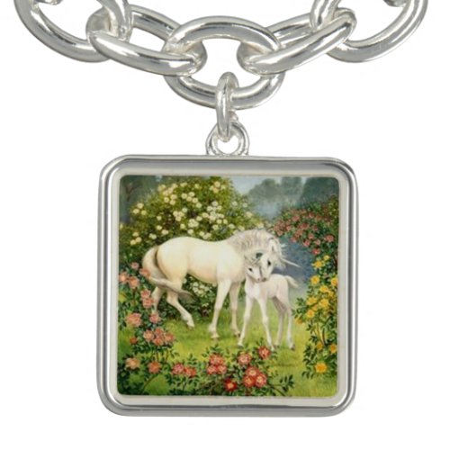 Vintage Unicorn And Foal Charm Bracelet