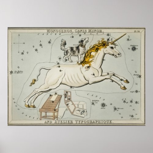 Vintage Unicorn Astronomical Chart
