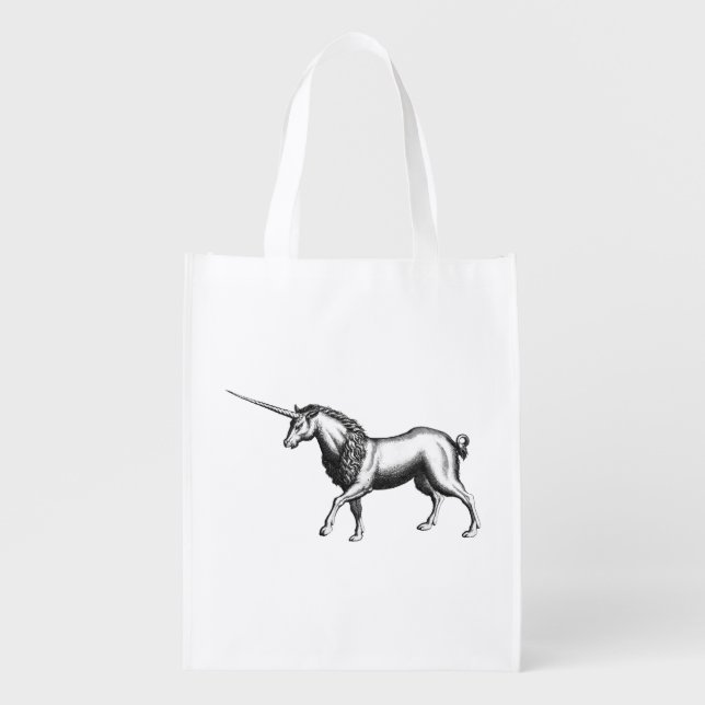 Vintage Unicorn Grocery Bag (Front)