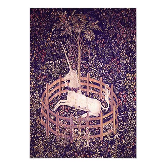 Vintage Unicorn In Captivity Tapestry Invitations