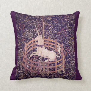 Vintage Unicorn In Captivity Tapestry Pillow