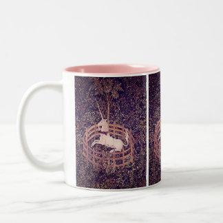 Vintage Unicorn In Captivity Tapestry Two-Tone Coffee Mug