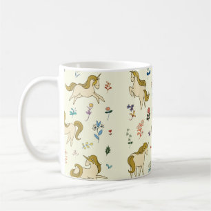 Vintage unicorn in forest flowers color illustrati coffee mug