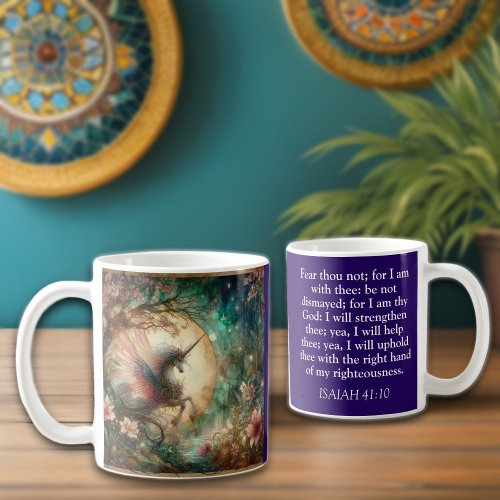 Vintage Unicorn Isaiah 4110 Scripture Christian  Coffee Mug