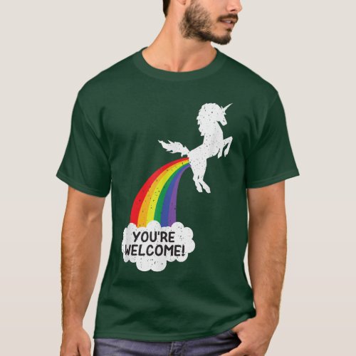 Vintage Unicorn Poops Rainbow Youre Welcome  T_Shirt