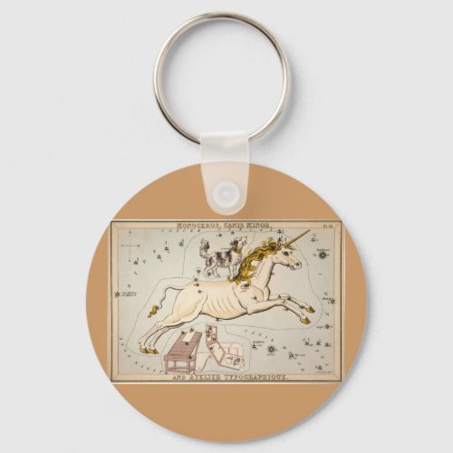 Vintage Unicorn Star Constellation  Map Keychain