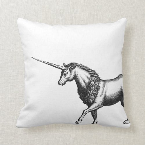 Vintage Unicorn Throw Pillow