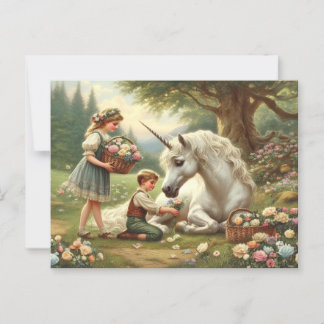 Vintage Unicorn Victorian Postcard