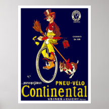 Vintage Unicycle Poster: Continental Tires
