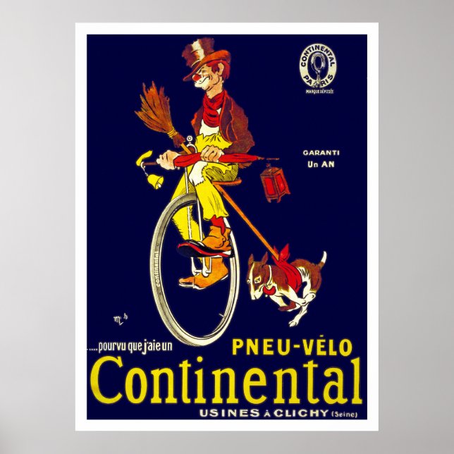 Vintage Unicycle Poster: Continental Tires Poster (Front)