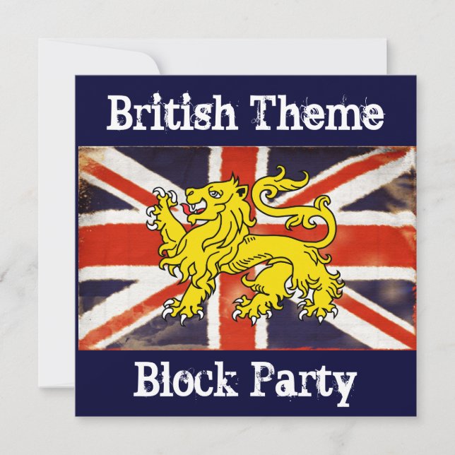 Vintage Union Jack British Block Party Invitation (Front)