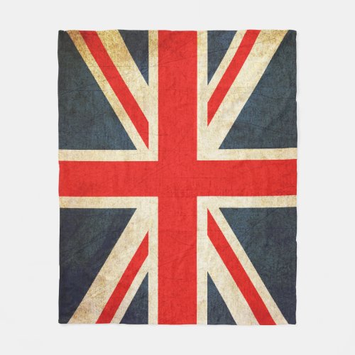 Vintage Union Jack British Flag Fleece Blanket