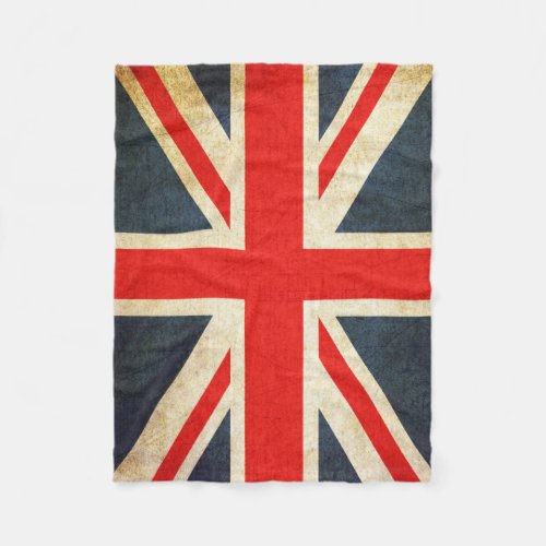 Vintage Union Jack British Flag Fleece Blanket