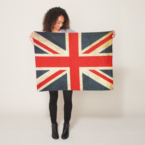 Vintage Union Jack British Flag Fleece Blanket