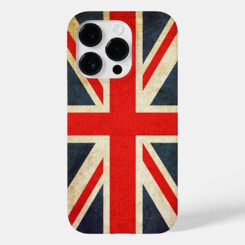 Vintage Union Jack British Flag Iphone 14 Pro Case by bestgiftideas at Zazzle