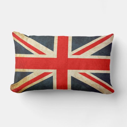 Vintage Union Jack British Flag Lumbar Pillow