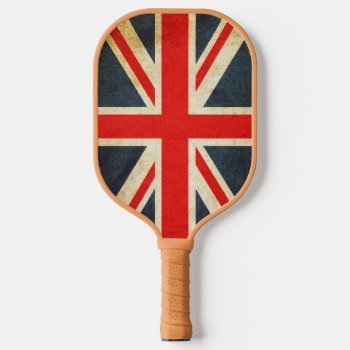 Vintage Union Jack British Flag Pickleball Paddle by ReligiousStore at Zazzle