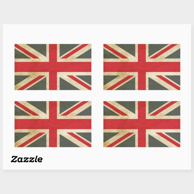 Vintage Union Jack British Flag Rectangular Sticker (Sheet)