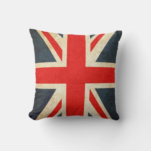 Vintage Union Jack British Flag Throw Pillow
