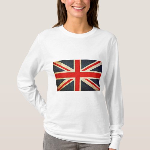 Vintage Union Jack British Flag Womens T_Shirt