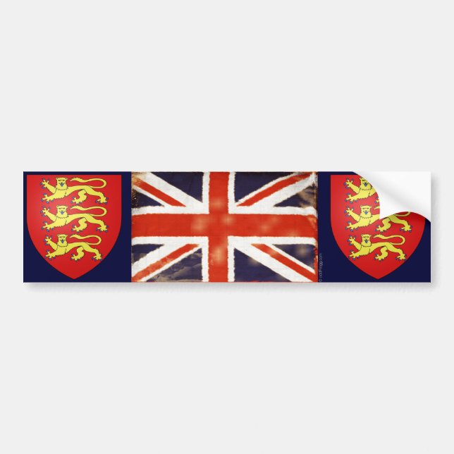 Vintage Union Jack Coat Of Arms Bumper Sticker (Front)