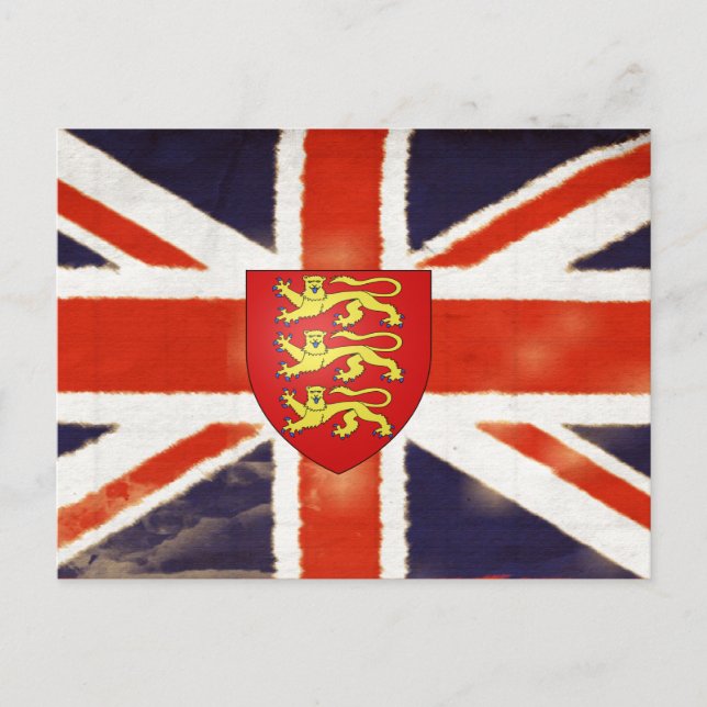 Vintage Union Jack Coat of Arms Postcard (Front)