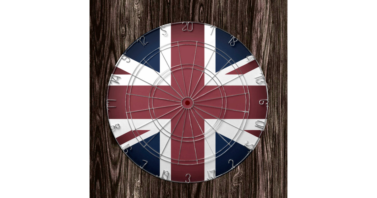 Vintage Union Jack Dartboard, UK, British Flag Dart Board Zazzle