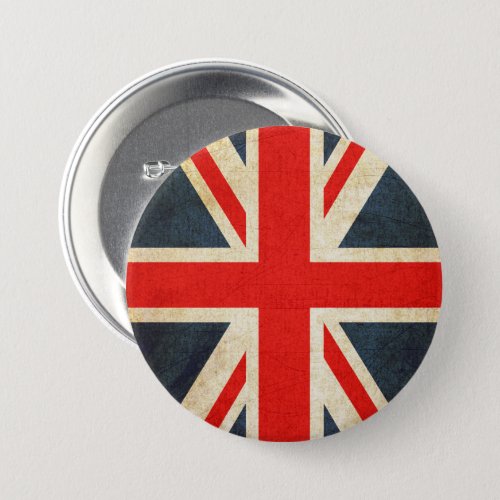 Vintage Union Jack Flag 3 Inch Round Button